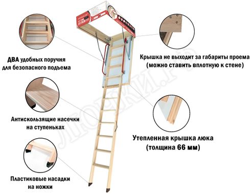 Чердачная лестница LRF Termo Extrem 66 mm 600*1200*2800 Чердачная лестница LRF Termo Extrem 66 mm 600*1200*2800
