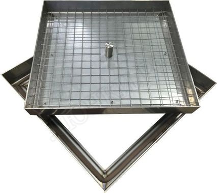 Напольный люк из нержавеющей стали AISI 304 1000*1000 Напольный люк из нержавеющей стали AISI 304 1000*1000